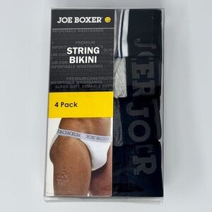 Joe Boxer Men's String Bikinis 4-Pack - Black, Light Gray, Dark Gray, Striped M